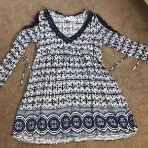 Roxy dress size xs blue and white